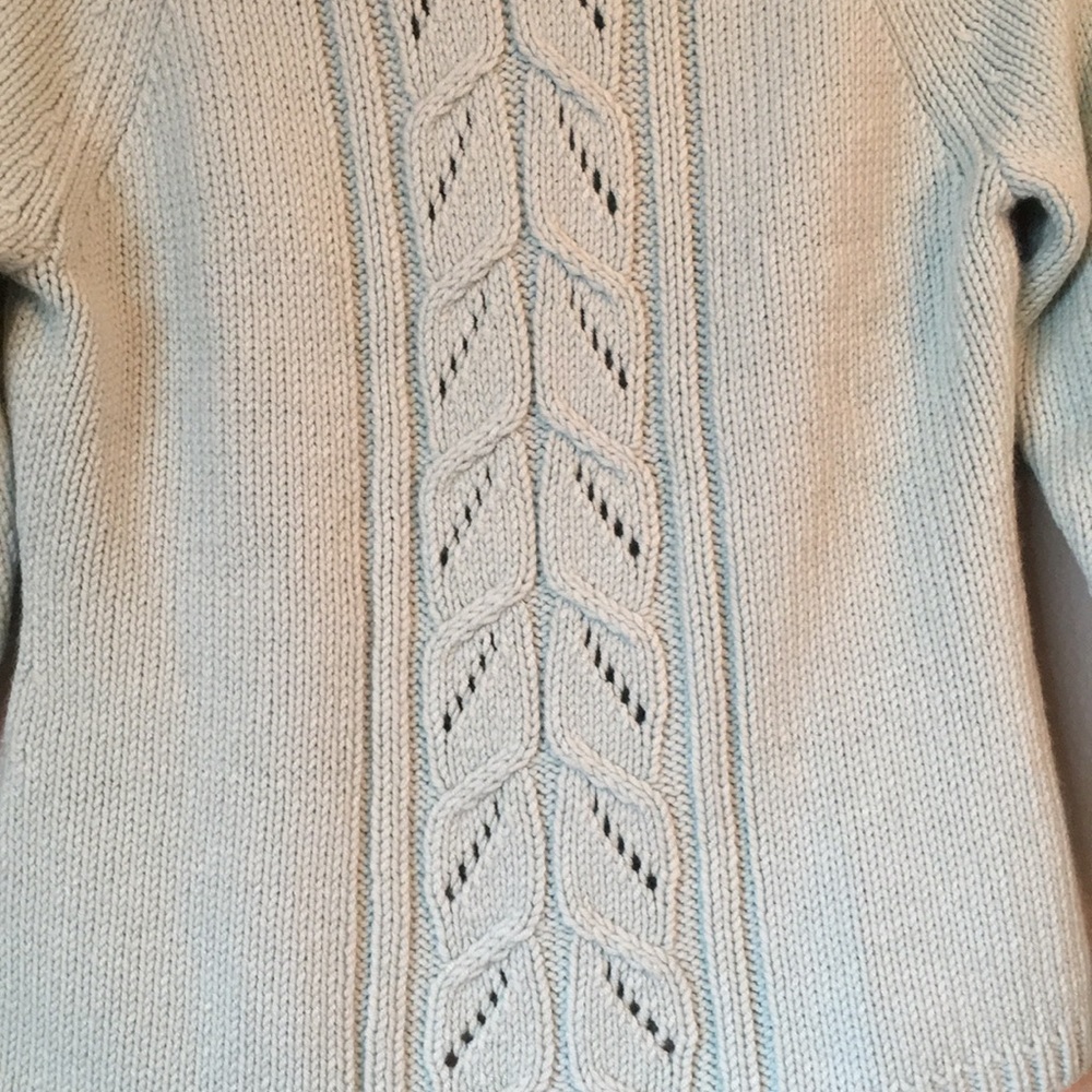 LOFT Mint Green Turtleneck Cable Knit Cozy Sweater Size Small Petite - Picture 2 of 7